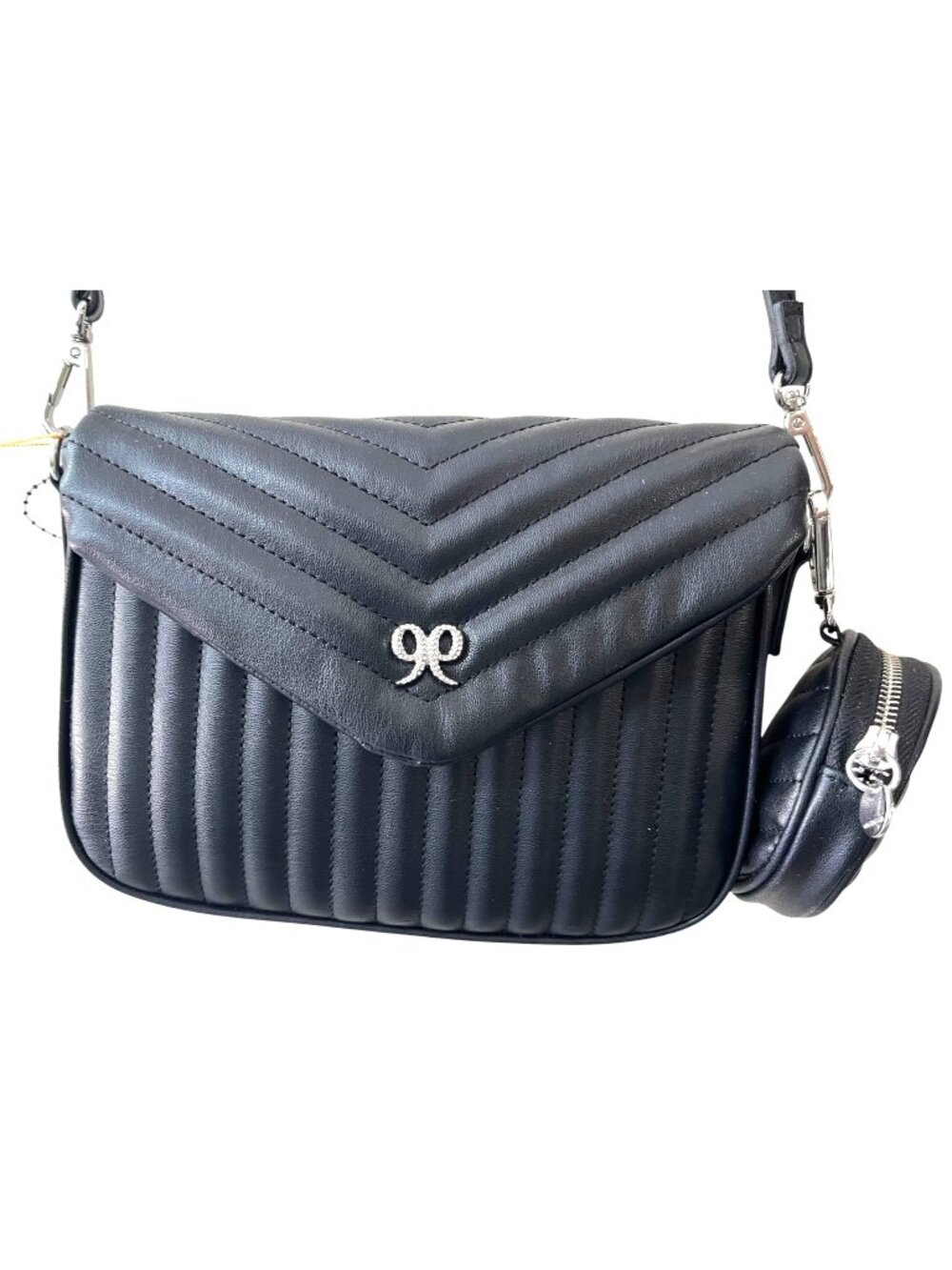 Nine West Quilted Black Crossbody Purse With Coin Pouch Adjustable Strap NWOT